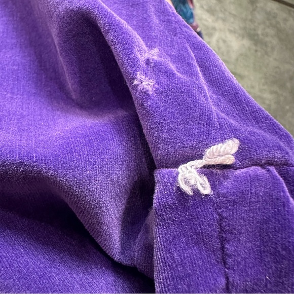 VTG 80s Retro Purple Velour Velvet Puff Sleeve Floral Paisley Cottagecore Dress - Picture 10 of 10